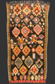 TM 2298, Ait Seghrouchène pile rug with rare black ground, northern central Middle Atlas, Morocco, 1970s/80s, 340 x 180 cm (11' 2'' x 6'), slightly fragmentary condition (it has been cut in half in the middle due to a heritage + re-assembled later), high resolution image + price on request







